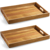 Dreamkey 17-inch acacia wood tray with handles for breakfast in bed.