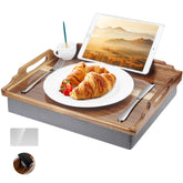 DRELIFAM acacia wood bed tray shows sturdy surface for meals in bed