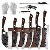 DRGSKL Serbian chef knife set with leather pouch for portable professional prep.