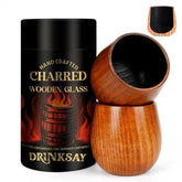 DrinkSay charred wooden bourbon glass highlights oak aroma for a refined old-fashioned experience.