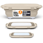 Drip EZ Collapsible BBQ Prep Tubs JR in sandstone, ideal for compact marinating and meal-prep.