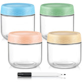 DRKIO 10oz overnight oats jars show clear glass and organized jar setup for easy meal prep.