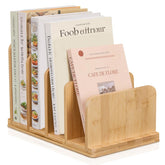 DRXX FEXE bamboo cookbook organizer stand with warm grain for sturdy counter storage.