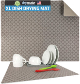 Drymate Jumbo XL dish drying mat shows ample surface for air-drying dishes and glassware.