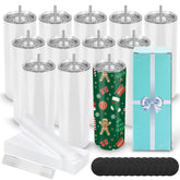 D·S 12-pack sublimation tumblers with gift box, ready for personalized designs.