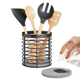 DTONIMA large round utensil holder with diatomaceous base keeps counters tidy and organized