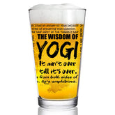 DU VINO Yogi-isms pint glass on bar top, ideal for game nights