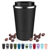 DUBUXW 12oz insulated tumbler with flip lid keeps coffee hot on the go.