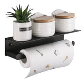 DUFU paper towel holder wall mount in matte black keeps towels within reach.