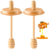 Dunkive wooden honey dipper lid on a regular-mouth 16oz jar for mess-free serving.