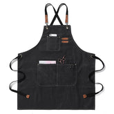 Duogoo cotton canvas apron with cross-back adjustable strap for all-day cooking comfort.