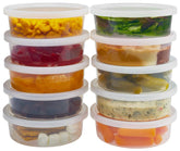 DuraHome 8 oz deli container with clear body for quick meal prep visibility.