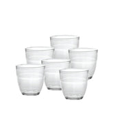Duralex Set of 6 clear tumblers for everyday beverages.