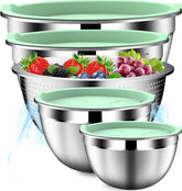 DUTZUN mixing bowls with lids set in pistachio for versatile meal prep and storage