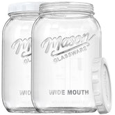 Dwbligt 2-pack wide-mouth mason jars offer 1-gallon capacity for bulk storage and fermentation.