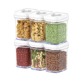 DWËLLZA KITCHEN airtight containers in a six-pack for organized pantry storage.