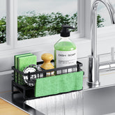 DYFVREN self-draining sink caddy keeps sponges dry and countertops clean.