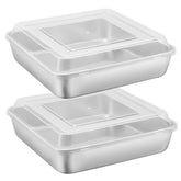 E-far 9 inch square cake pan with lid for easy storage and fresh leftovers.