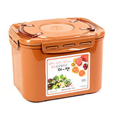 e-jen Premium Kimchi Container in brown earthenware for authentic fermentation at home.