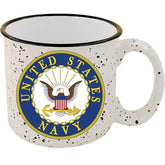 Eagle Emblems US Navy Cup stone-speckled ceramic mug for everyday coffee enjoyment.
