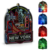 EagleBuddy New York Fridge Magnet with LED glow lighting the NYC skyline.