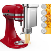 Eascandy metal pasta press attached to a KitchenAid mixer for homemade pasta