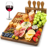 Easoger acacia cheese tray with magnetic knife holder for stylish entertaining