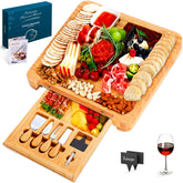 Easoger cheese board large setup with ample platter space for meats, cheeses, and fruits, ideal for entertaining.