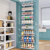 Eastherry 9-tier over-the-door pantry organizer mounted on a kitchen door for spacious storage