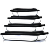 EATEX 8-piece deep glass casserole set ready for oven-to-table use