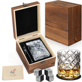 EBGRF whiskey stones gift set in premium wooden box for gifting.