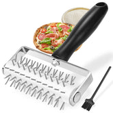 Ecavria pizza dough docker with stainless steel spikes for even docking and crisper crust.