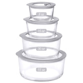 EcoEvo glass container round 1 cup with airtight silicone lid for fresh leftovers.