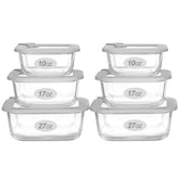 EcoEvo square 27oz glass container with silicone frame, airtight to keep leftovers fresh.