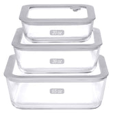 EcoEvo square 65oz container with glass lid, leak-proof design for meal prep