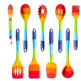 EcoGadgetz rainbow spatulas close-up showing flexible silicone for gentle nonstick flipping