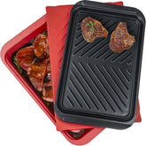 ECOIOU Grilling Prep Tray Deep Red ideal for marinating and transport of raw meat