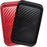 ECOIOU red prep tray for raw meat, ideal before grilling.