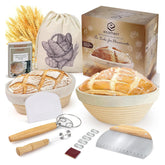 Ecomerr round 9in banneton in natural rattan for even proofing.