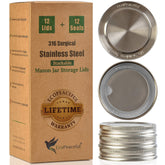 EcoPeaceful 316 stainless steel lid on a regular-mouth jar, rust-proof and reusable.