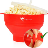 EcoPeaceful popcorn popper collapsible bowl demonstrates space-saving design
