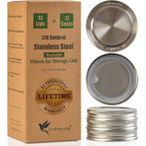 EcoPeaceful wide-mouth lid close-up in 316 stainless steel showing rust-proof durability