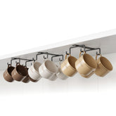 ECROCY mug hooks under cabinet with sturdy iron rack for organized mugs