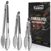 Eddeas 7-inch kitchen tongs for safe flipping of hot foods.