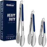 Eddeas cooking tongs 7in blue with secure grip for easy flipping