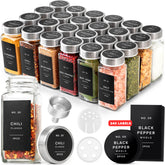 EDELHAUS glass spice jars with labels and steel lids for organized pantry storage