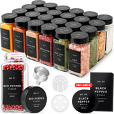 EDELHAUS glass spice jars with labels and lids for organized pantry storage.