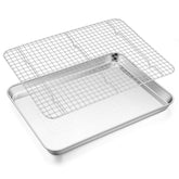E-far baking sheet with rack assembly for even roasting and easy cooling.