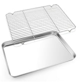 E-far cookie sheet with rack set for efficient baking and cooling.