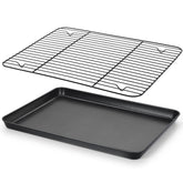 E-far nonstick baking sheet with rack for effortless release and cleanup.